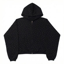 Load image into Gallery viewer, Rhinestone Zip-Up Hoodie