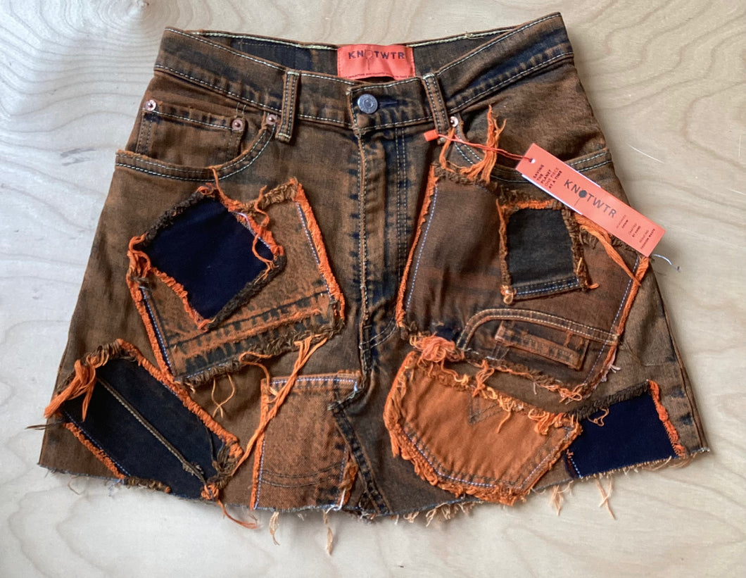 KNOTWTR Denim Skirt (orange)