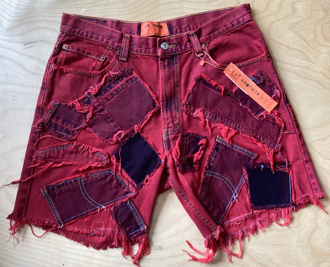 KNOTWTR Denim Shorts (red)