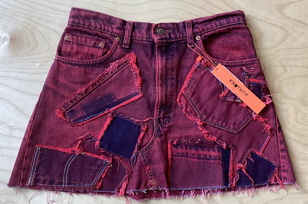 KNOTWTR Denim Skirt (red)