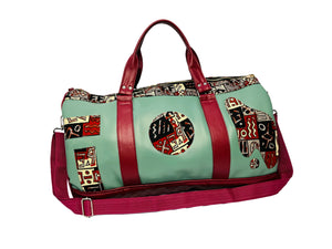 Pistachio Maroon Designer Duffle Bag