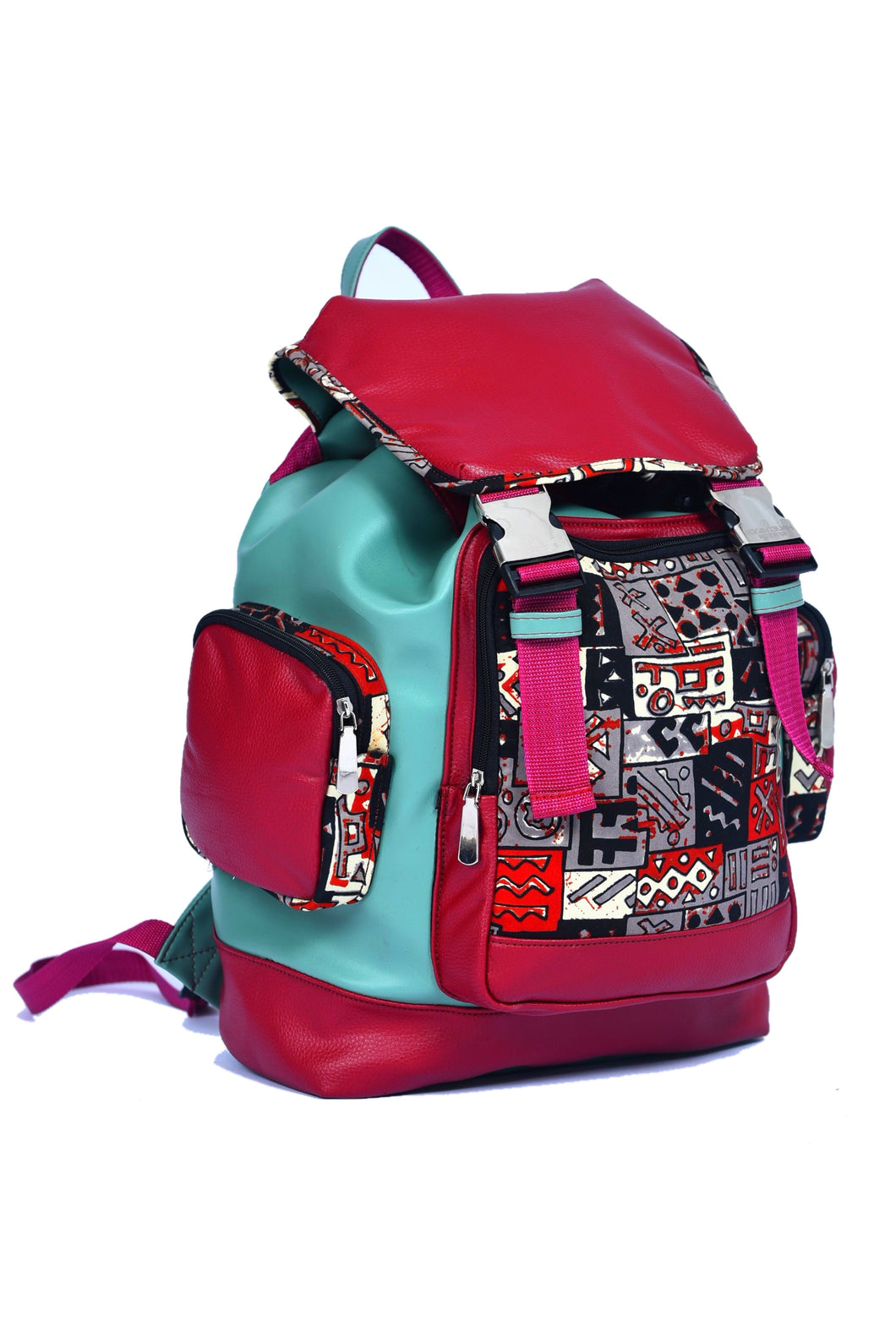 Pistachio Maroon Abstract Maya Backpack