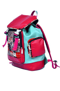 Pistachio Maroon Abstract Maya Backpack